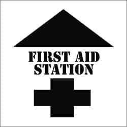 NMC - First Aid Station Stencil - 0.06 Inch Thick, Polyethylene, English - Exact Industrial Supply