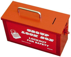 NMC - 4-1/4" Deep x 10-1/4" Wide x 6" High, Portable Group Lockout Box - Red, 1 Padlock - Exact Industrial Supply