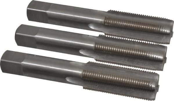 Interstate - M20x1.50 Metric Fine, 4 Flute, Bottoming, Plug & Taper, Bright Finish, High Speed Steel Tap Set - Right Hand Cut, 4-15/32" OAL, 2" Thread Length - Exact Industrial Supply