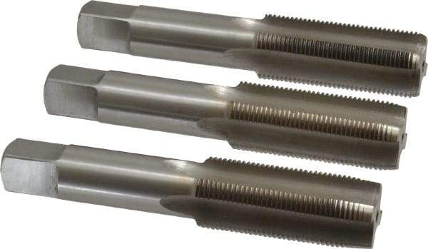 Interstate - M22x1.50 Metric Fine, 4 Flute, Bottoming, Plug & Taper, Bright Finish, High Speed Steel Tap Set - Right Hand Cut, 4-11/16" OAL, 2-7/32" Thread Length - Exact Industrial Supply