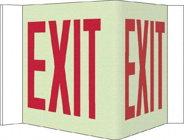 NMC - Exit, Acrylic Exit Sign - 14-1/2" Wide x 8" High, Glow-in-the-Dark - Exact Industrial Supply