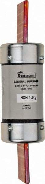 Cooper Bussmann - 125 VDC, 250 VAC, 400 Amp, Fast-Acting General Purpose Fuse - Bolt-on Mount, 8-5/8" OAL, 10 (RMS Symmetrical) kA Rating, 2-1/16" Diam - Exact Industrial Supply