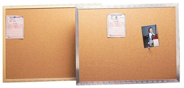 UNIVERSAL - 36" Wide x 24" High Open Cork Bulletin Board - Aluminum Frame, Natural Tan - Exact Industrial Supply