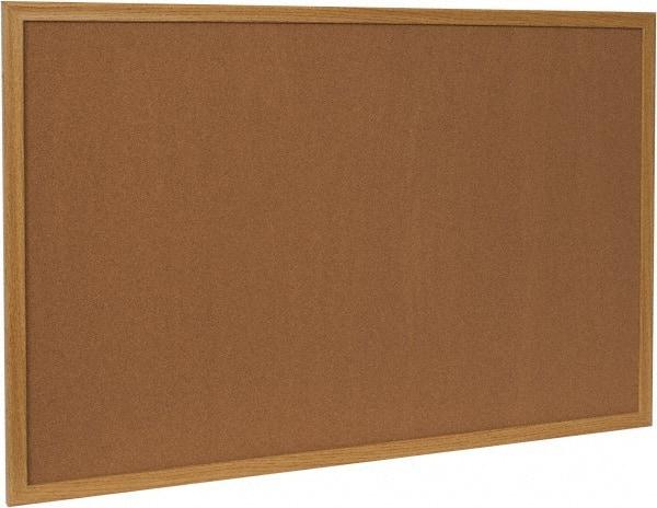 UNIVERSAL - 36" Wide x 24" High Open Cork Bulletin Board - Wood Frame, Natural Tan - Exact Industrial Supply