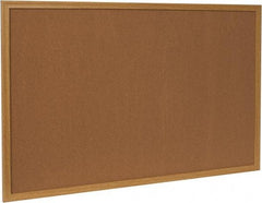 UNIVERSAL - 36" Wide x 24" High Open Cork Bulletin Board - Wood Frame, Natural Tan - Exact Industrial Supply