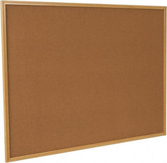 UNIVERSAL - 48" Wide x 36" High Open Cork Bulletin Board - Wood Frame, Natural Tan - Exact Industrial Supply