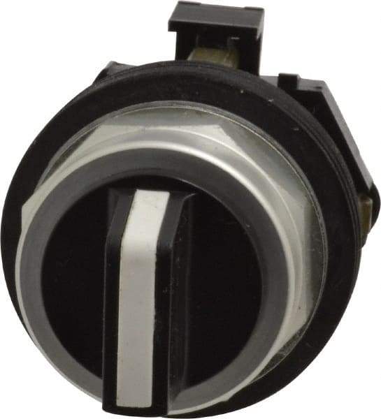 Eaton Cutler-Hammer - 30-1/2mm Mount Hole, 3 Position, Knob Operated, Selector Switch Only - Black, Momentary (MO) - Maintained (MA) - Momentary (MO), Nonilluminated, Oil and Watertight - Exact Industrial Supply