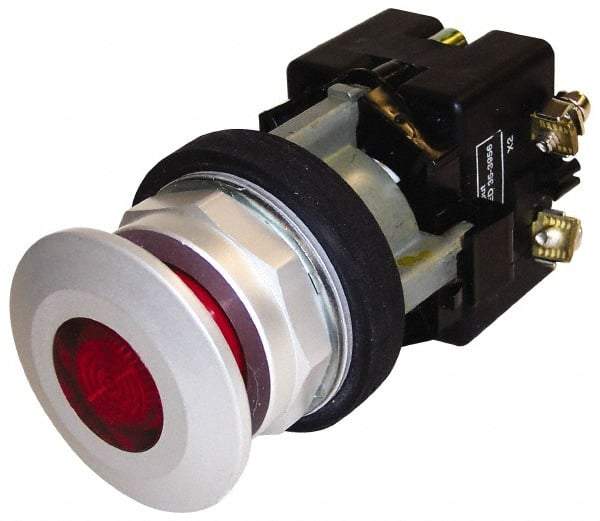 Eaton Cutler-Hammer - 30-1/2mm Mount Hole, Extended Mushroom Head, Pushbutton Switch - Red Pushbutton, Illuminated, Maintained (MA) - Exact Industrial Supply
