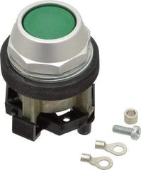 Eaton Cutler-Hammer - 30-1/2mm Mount Hole, Flush, Pushbutton Switch Only - Round, Green Pushbutton, Nonilluminated, Momentary (MO), Corrosion Resistant, Oiltight and Watertight - Exact Industrial Supply