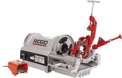 Ridgid - 1/4 to 4 Inch Pipe, 36 RPM Spindle Speed, 1-1/2 hp, Pipe Threading Machine - Heavy Duty Rotary Forward, Off, Reverse with Integral Foot Switch Motor Control, Model 744 Reamer, 120 Volts - Exact Industrial Supply