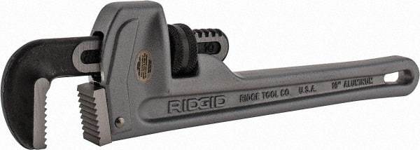 Ridgid - 10" Aluminum Straight Pipe Wrench - 1-1/2" Pipe Capacity - Exact Industrial Supply