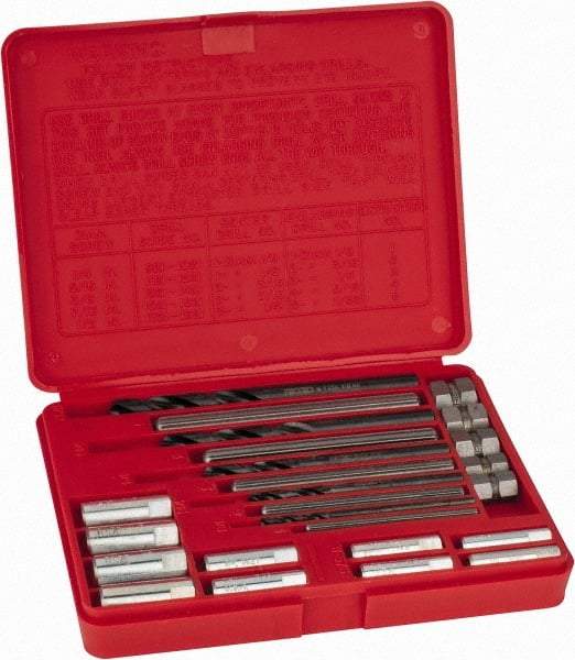 Ridgid - 20 Piece Screw Extractor & Drill Set - Plastic Set Box - Exact Industrial Supply