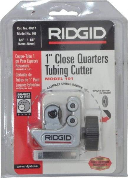 Ridgid - 1/4" to 1-1/8" Pipe Capacity, Mini Tube Cutter - Cuts Copper, Aluminum, Brass, Plastic - Exact Industrial Supply