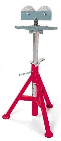 Ridgid - 12" Pipe Capacity, Adjustable Pipe Stand with 2 Roller Head - 32" to 55" High, 2,500 Lb Capacity - Exact Industrial Supply