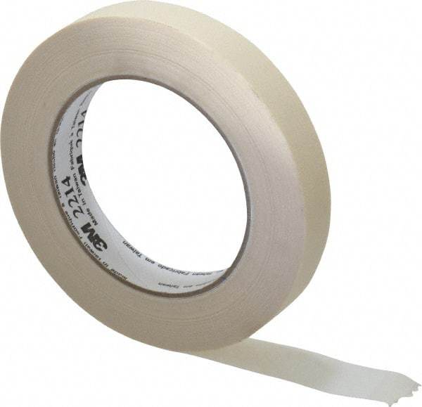 3M - 3/4" Wide x 60 Yd Long Tan Paper Masking Tape - Series 2214, 5.4 mil Thick, 23 In/Lb Tensile Strength - Exact Industrial Supply