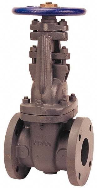 NIBCO - 2-1/2" Pipe, Class 125, Flanged Iron Solid Wedge OS & Y Gate Valve with Iron Trim - 200 WOG, 125 WSP, Bolted Bonnet - Exact Industrial Supply