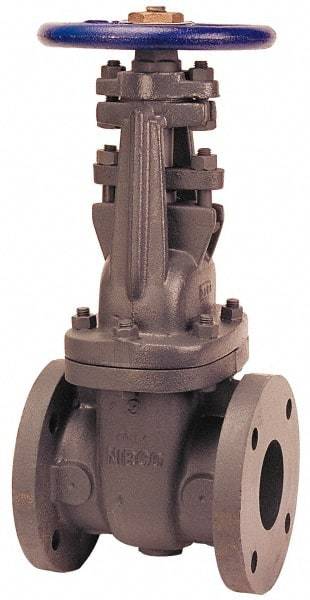 NIBCO - 3" Pipe, Class 125, Flanged Iron Solid Wedge OS & Y Gate Valve with Iron Trim - 200 WOG, 125 WSP, Bolted Bonnet - Exact Industrial Supply