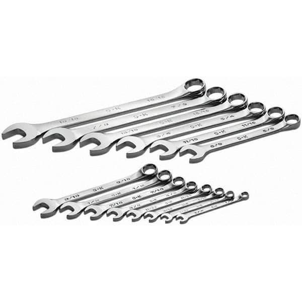 SK - 14 Piece, 1/4 to 5/16", Combination Wrench Set - Inch System of Measurement, Chrome Finish - Exact Industrial Supply