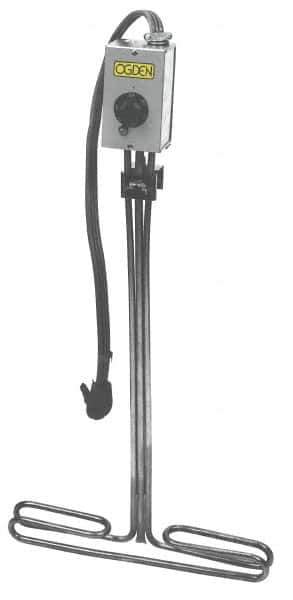 Made in USA - 120 Volt, 1 Phase, 1,500 Watt, T Type Sink Sanitizer Heater - 26" Leg Length - Exact Industrial Supply