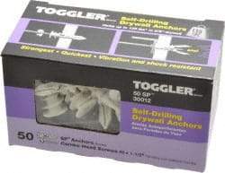 Toggler - #6 to 10 Screw, 5/16" Diam, 1-5/8" Long, 3/8 to 5/8" Thick, Self Drilling Drywall & Hollow Wall Anchor - Thermoplastic Alloy, Use in Drywall - Exact Industrial Supply