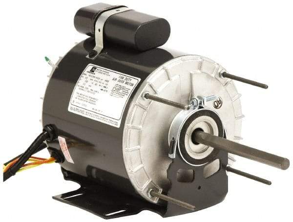 US Motors - 1/6 hp, TEAO Enclosure, Auto Thermal Protection, 1,075 RPM, 115 Volt, 60 Hz, Single Phase Permanent Split Capacitor (PSC) Motor - Size 48YZ Frame, Stud Mount, 1 Speed, Ball Bearings, 2.6 Full Load Amps, B Class Insulation, CCW Lead End - Exact Industrial Supply