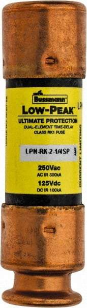 Cooper Bussmann - 125 VDC, 250 VAC, 2.25 Amp, Time Delay General Purpose Fuse - Fuse Holder Mount, 50.8mm OAL, 100 at DC, 300 at AC (RMS) kA Rating, 9/16" Diam - Exact Industrial Supply