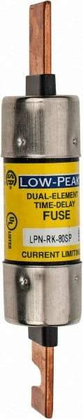 Cooper Bussmann - 250 VAC/VDC, 80 Amp, Time Delay General Purpose Fuse - Bolt-on Mount, 5-7/8" OAL, 100 at DC, 300 at AC (RMS) kA Rating, 1-1/16" Diam - Exact Industrial Supply