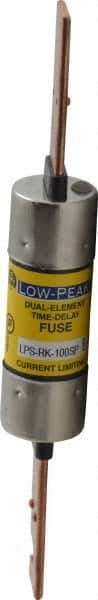 Cooper Bussmann - 300 VDC, 600 VAC, 100 Amp, Time Delay General Purpose Fuse - Bolt-on Mount, 7-7/8" OAL, 100 at DC, 300 at AC (RMS) kA Rating, 1-5/16" Diam - Exact Industrial Supply