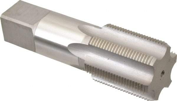 Made in USA - 1-5/8 - 12 UNS 6 Flute Bright Finish High Speed Steel Straight Flute Standard Hand Tap - Bottoming, Right Hand Thread, 5" OAL, 3-3/16" Thread Length, H6 Limit, Oversize - Exact Industrial Supply