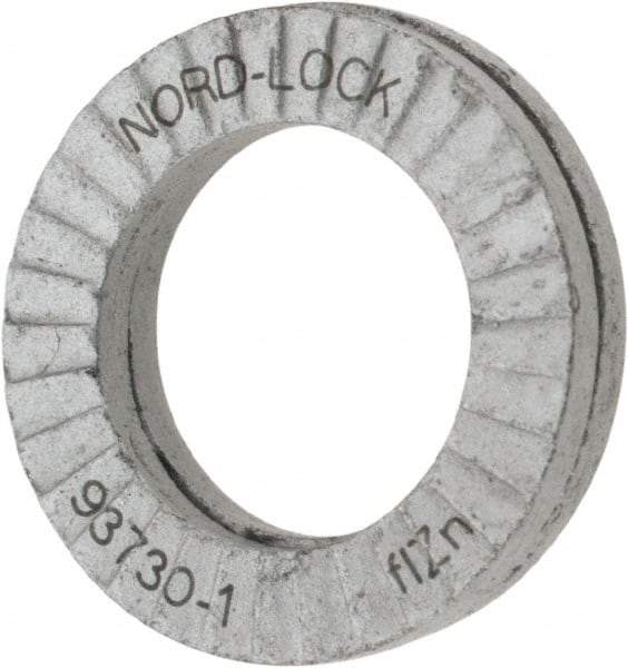 Nord-Lock - 5/16", 0.534" OD, Zinc Flake, Steel Wedge Lock Washer - Grade 2, 0.336 to 0.344" ID - Exact Industrial Supply