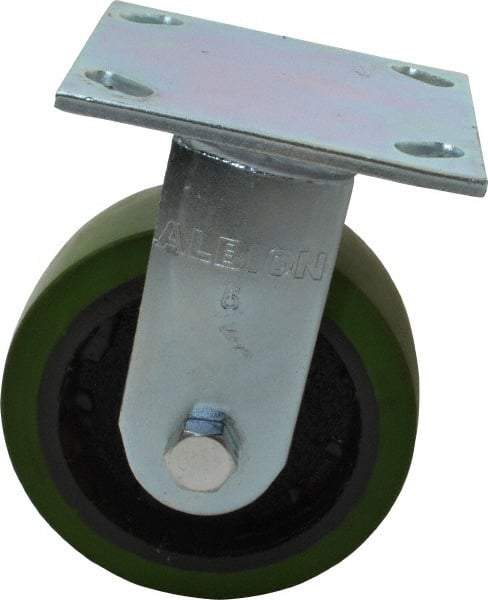 Albion - 5" Diam x 2" Wide x 6-1/2" OAH Top Plate Mount Rigid Caster - Polyurethane, 1,000 Lb Capacity, Precision Sealed Bearing, 4 x 4-1/2" Plate - Exact Industrial Supply