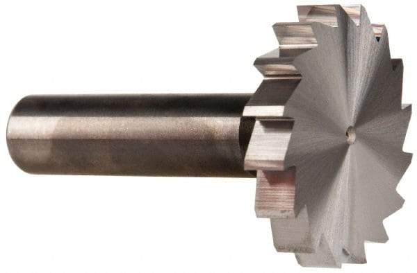 Made in USA - 1-1/2" Diam x 1/4" Face Width, Solid Carbide, 16 Teeth, Shank Connection Woodruff Keyseat Cutter - Uncoated, 2-1/4" OAL x 1/2" Shank, Straight Teeth, ANSI 812, Old Standard 24 - Exact Industrial Supply