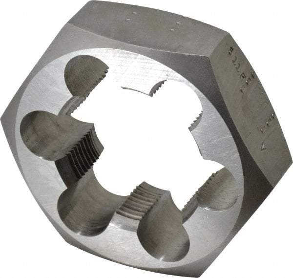 Made in USA - 1-7/8 - 12 UNS Thread, 3-1/8" Hex, Right Hand Thread, Hex Rethreading Die - Carbon Steel, 1" Thick - Exact Industrial Supply