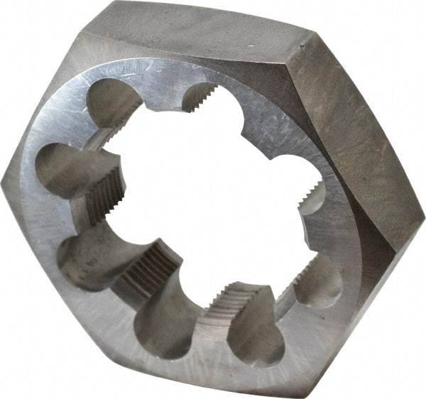 Made in USA - 2-1/4 - 12 UNS Thread, 3-1/2" Hex, Right Hand Thread, Hex Rethreading Die - Carbon Steel, 1" Thick - Exact Industrial Supply