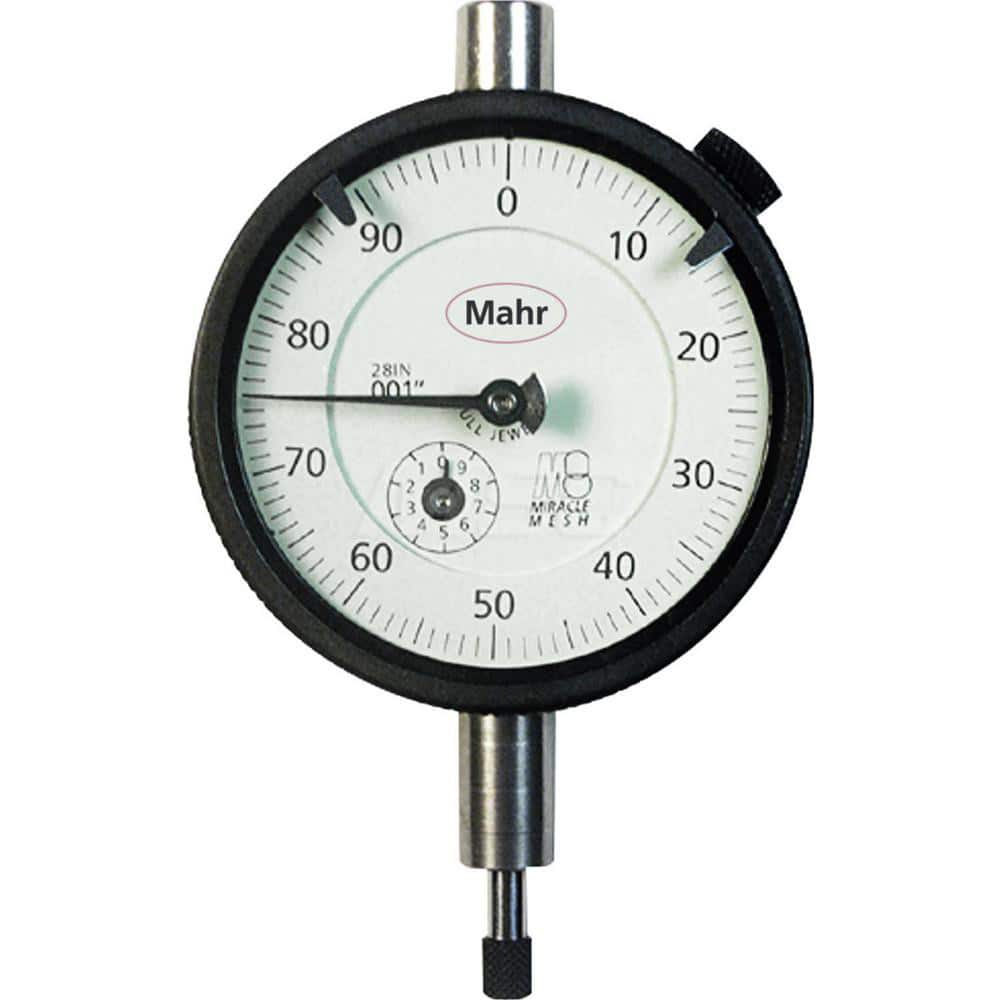 Mahr - Dial Drop Indicators; Maximum Measurement (Inch): 0.05 ; Maximum Measurement (mm): 1.27 ; Dial Graduation (mm): 0.0100 ; Dial Graduation (Decimal Inch): 0.000500 ; Dial Reading: 0-20 ; Dial Diameter (mm): 57.15 - Exact Industrial Supply