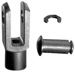 Igus - 1/4-28 Thread, 0.472" Yoke Width, Thermoplastic, Polymer Clevis Joint with Pin & Clip Yoke - 1/4" Hole Diam, 0.472" Hole Center to Neck, 0.472" Yoke Arm Height, 0.394" Neck Diam, 0.354" Neck Length, 1.205" OAL - Exact Industrial Supply
