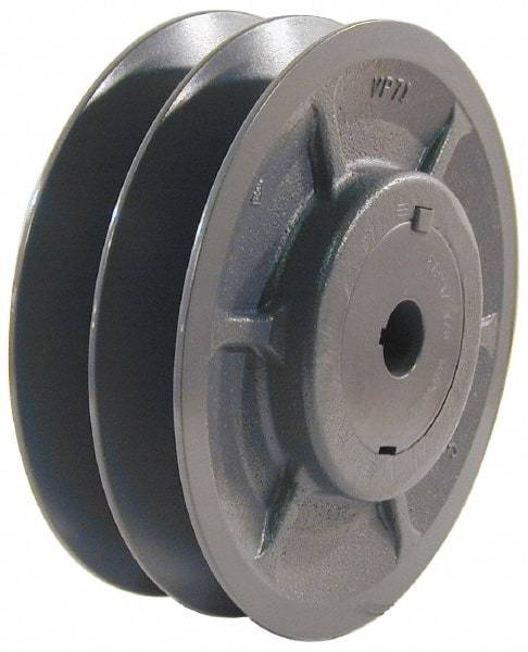 Browning - 5/8" Inside Diam x 3.95" Outside Diam, 2 Groove, Variable Pitched Sheave - Belt Sections 3L, 4L, A, 5L & B, 3" Sheave Thickness, 1-3/8 to 2" Face Width - Exact Industrial Supply