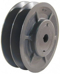 Browning - 1" Inside Diam x 4-3/4" Outside Diam, 2 Groove, Variable Pitched Sheave - Belt Sections 3L, 4L, A, 5L & B, 3" Sheave Thickness, 1-3/8 to 2" Face Width - Exact Industrial Supply