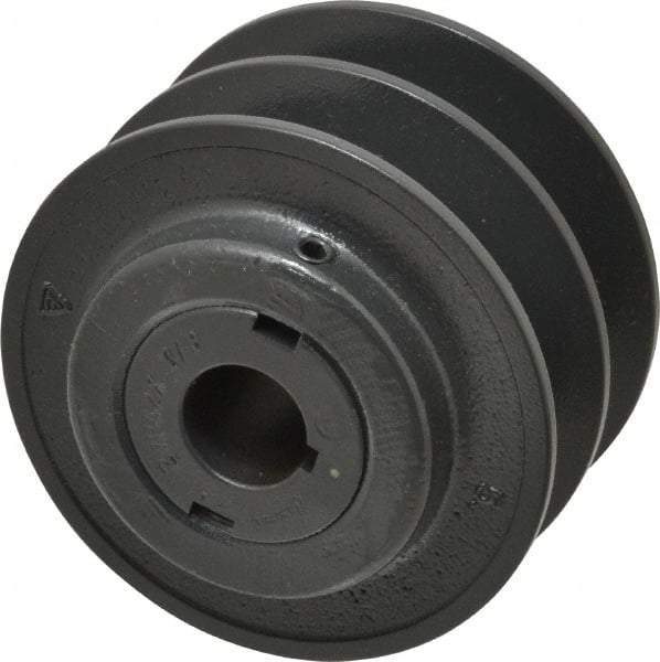 Browning - 7/8" Inside Diam x 3.95" Outside Diam, 2 Groove, Variable Pitched Sheave - Belt Sections 3L, 4L, A, 5L & B, 3" Sheave Thickness, 1-3/8 to 2" Face Width - Exact Industrial Supply