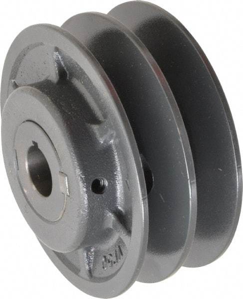 Browning - 7/8" Inside Diam x 4-3/4" Outside Diam, 2 Groove, Variable Pitched Sheave - Belt Sections 3L, 4L, A, 5L & B, 3" Sheave Thickness, 1-3/8 to 2" Face Width - Exact Industrial Supply