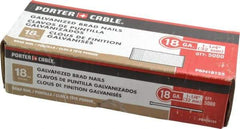 Porter-Cable - 18 Gauge 1-1/4" Long Brad Nails for Power Nailers - Grade 2 Steel, Galvanized Finish, Smooth Shank, Straight Stick Collation, Brad Head, Chisel Point - Exact Industrial Supply