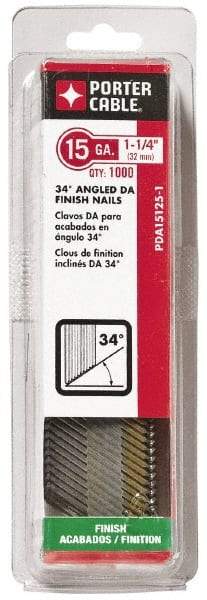 Porter-Cable - 15 Gauge 2" Long Finishing Nails for Power Nailers - Grade 2 Steel, Galvanized Finish, Angled Stick Collation, Chisel Point - Exact Industrial Supply