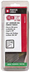 Porter-Cable - 18 Gauge 1-3/4" Long Finishing Nails for Power Nailers - Grade 2 Steel, Bright Finish, Angled Stick Collation, Chisel Point - Exact Industrial Supply