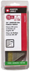 Porter-Cable - 15 Gauge 2" Long Finishing Nails for Power Nailers - Grade 2 Steel, Bright Finish, Angled Stick Collation, Chisel Point - Exact Industrial Supply