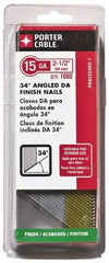 Porter-Cable - 15 Gauge 2-1/2" Long Finishing Nails for Power Nailers - Grade 2 Steel, Galvanized Finish, Angled Stick Collation, Chisel Point - Exact Industrial Supply