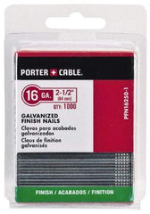 Porter-Cable - 16 Gauge 1-1/2" Long Finishing Nails for Power Nailers - Grade 2 Steel, Galvanized Finish, Straight Stick Collation, Chisel Point - Exact Industrial Supply