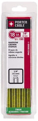 Porter-Cable - 7/8" Long x 1/4" Wide, 18 Gauge Narrow Crown Construction Staple - Grade 2 Steel, Galvanized Finish - Exact Industrial Supply