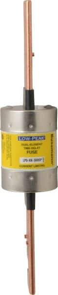 Cooper Bussmann - 300 VDC, 600 VAC, 300 Amp, Time Delay General Purpose Fuse - Bolt-on Mount, 11-5/8" OAL, 100 at DC, 300 at AC (RMS) kA Rating, 2-9/16" Diam - Exact Industrial Supply