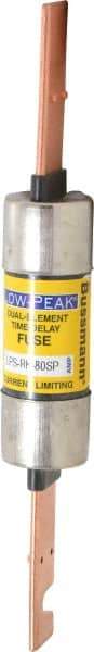 Cooper Bussmann - 300 VDC, 600 VAC, 80 Amp, Time Delay General Purpose Fuse - Bolt-on Mount, 7-7/8" OAL, 100 at DC, 300 at AC (RMS) kA Rating, 1-5/16" Diam - Exact Industrial Supply