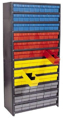 Quantum Storage - 90 Bin Closed Shelving System - 36 Inch Overall Width x 18 Inch Overall Depth x 75 Inch Overall Height, Blue High Impact Polystyrene Bins - Exact Industrial Supply